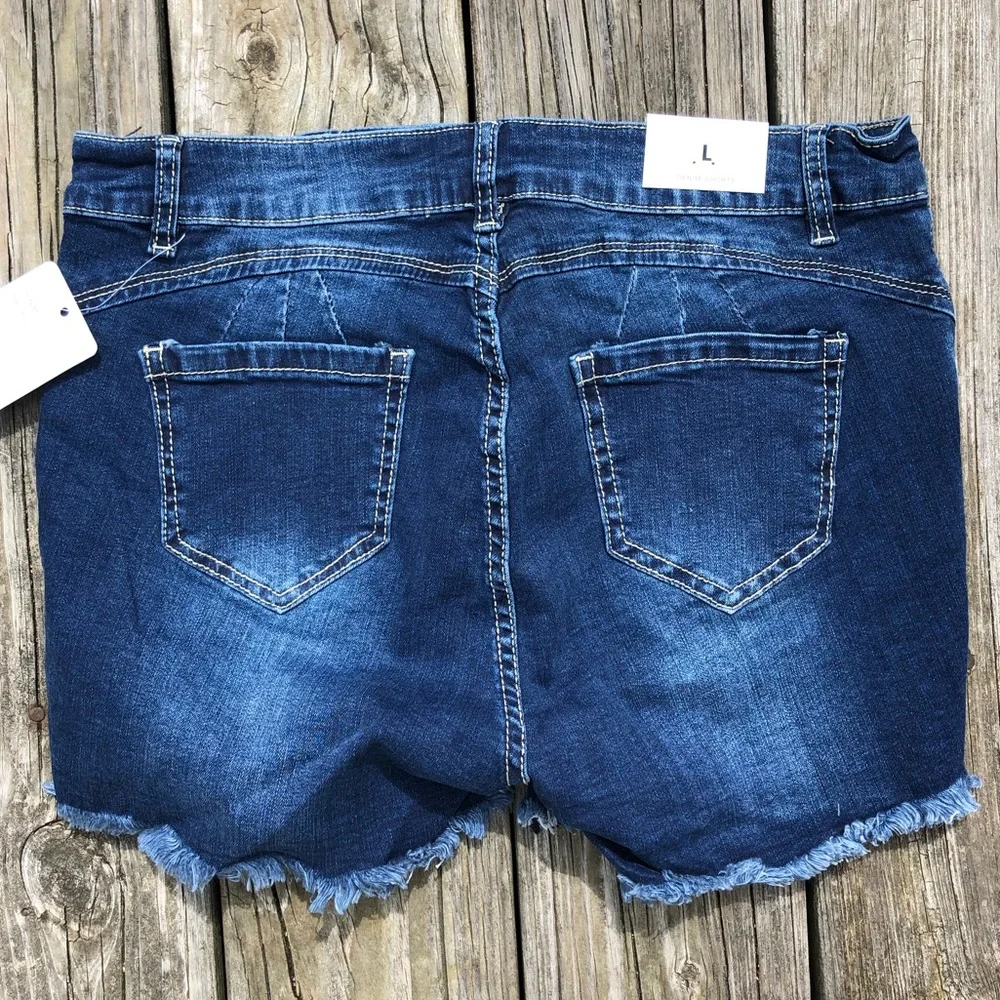 •L&B High Waist Button Fly Distressed Denim Shorts! NEW!
